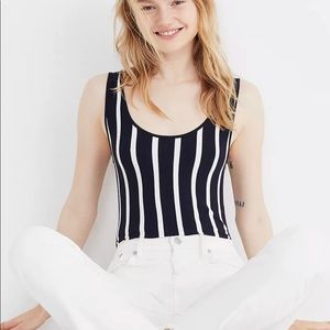 Scoop back rikki strip navy and white madewell xl body suit.